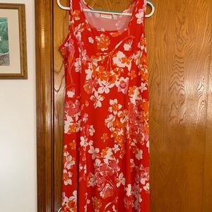 Floral Sleeveless Dress - Red and Orange Susan graver Large nwot